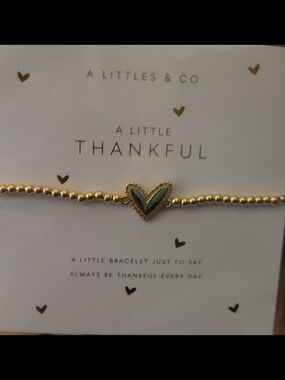 Gold Beaded Bracelet with Heart